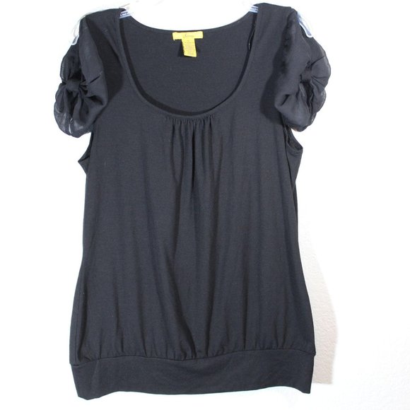 Finnesse Tops - Finesse Short Sleeve Scoop Neck Cinched Sleeve